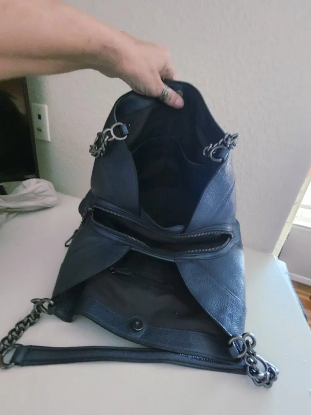 Like New Coach Lexy Midnight Metallic Blue Shoulder Bag Purse